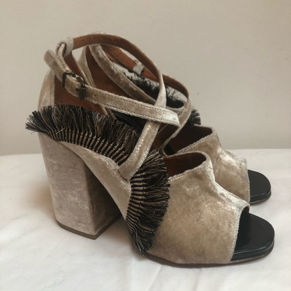 Dries Van Noten Velvet Block Heels